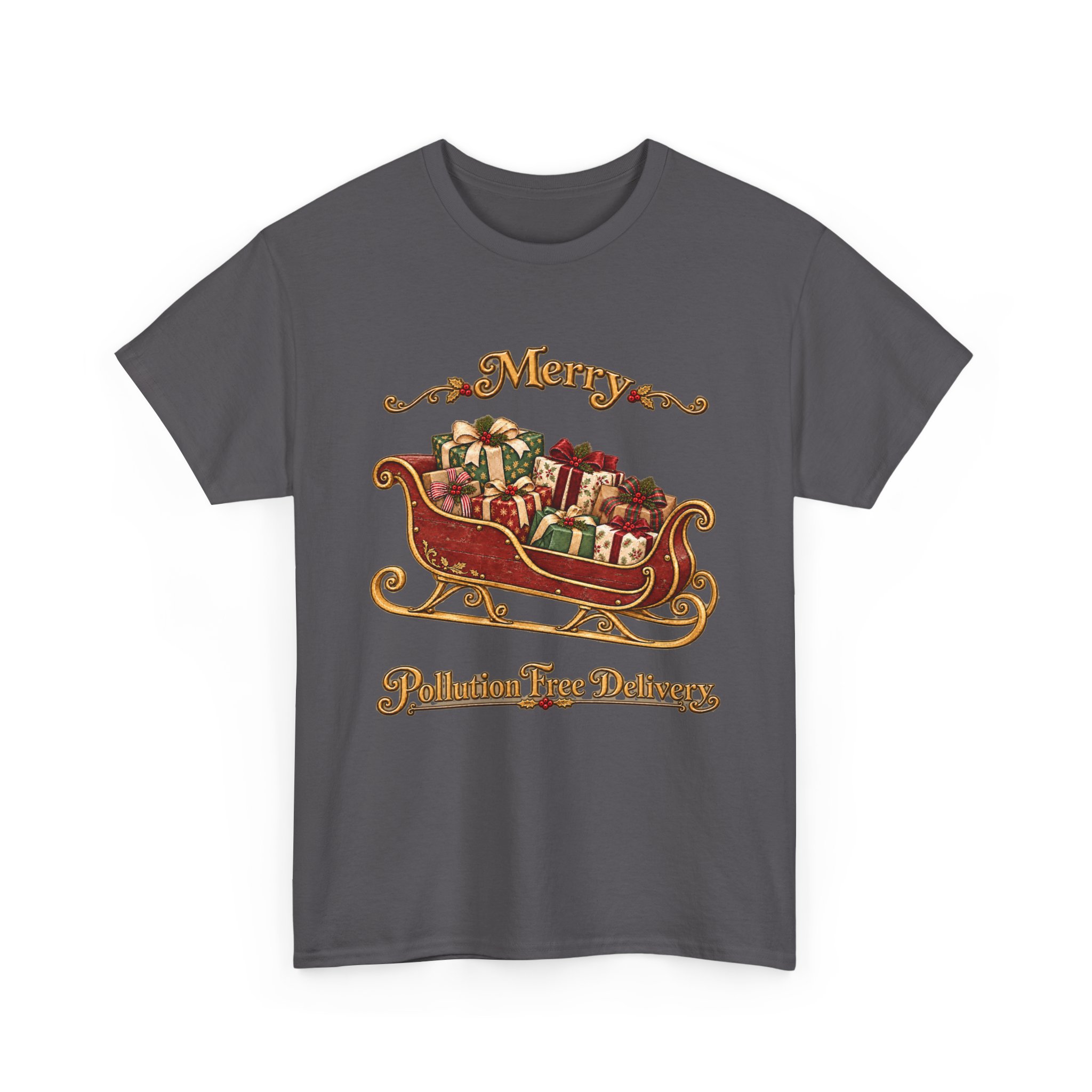 Christmas Sleigh Tee — "Merry Pollution Free Delivery" Holiday Graphic Shirt - Image 6