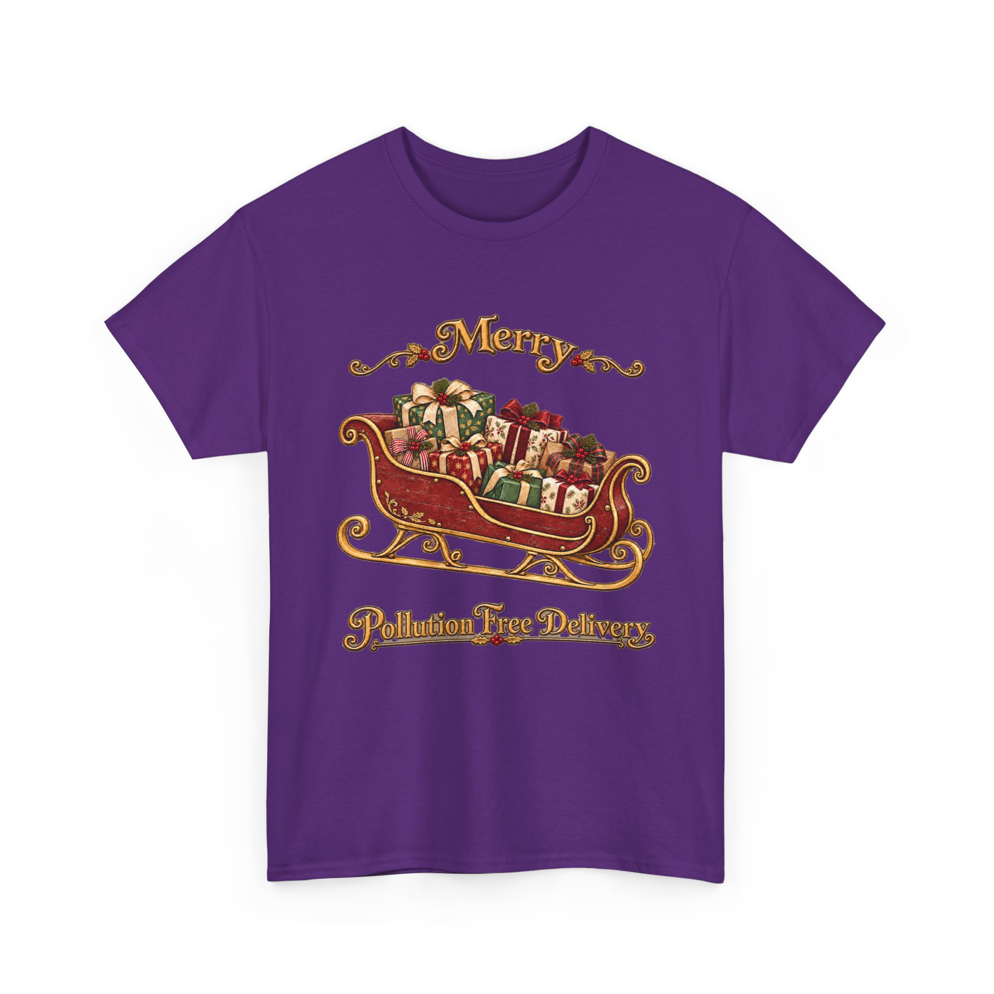 Christmas Sleigh Tee — "Merry Pollution Free Delivery" Holiday Graphic Shirt - Image 9