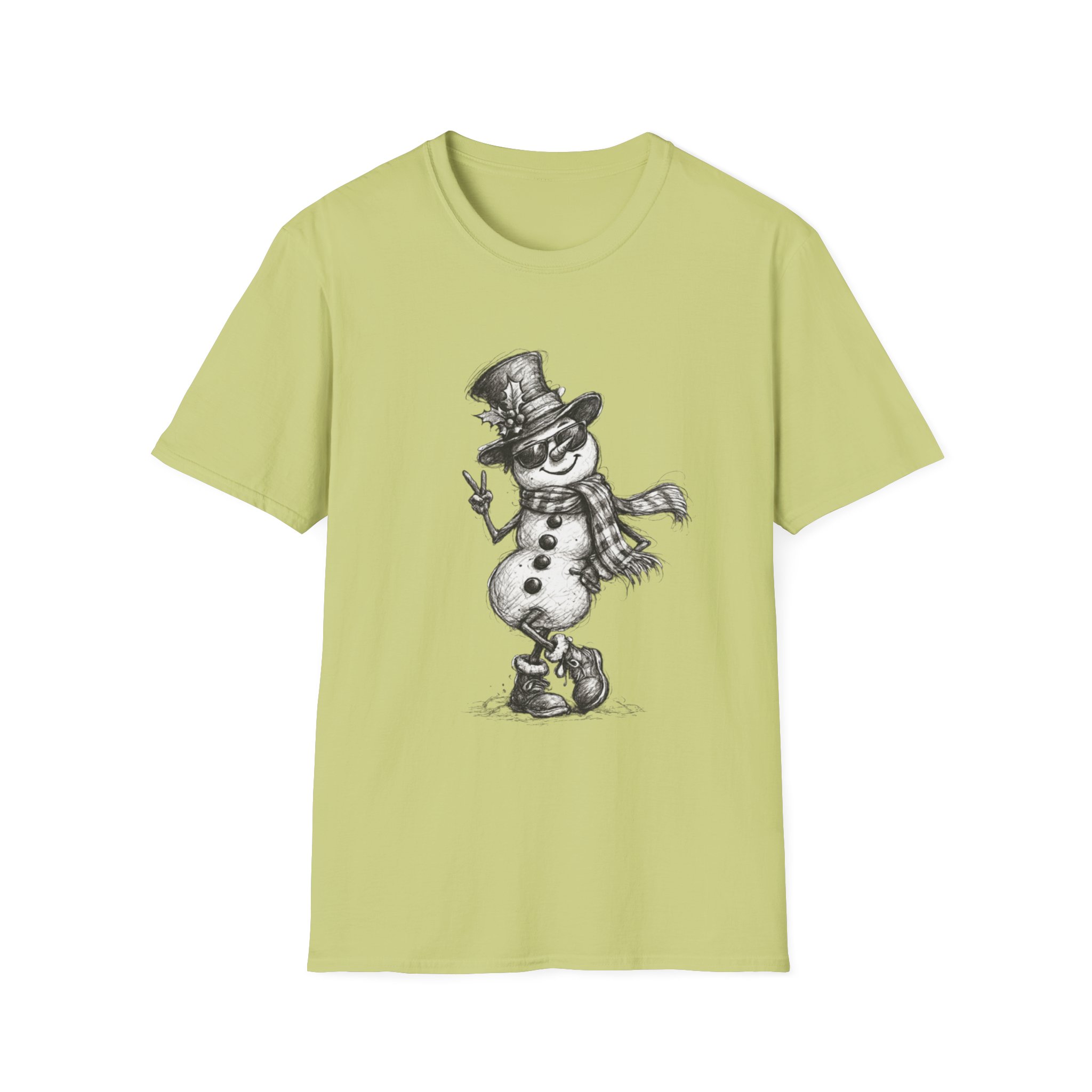 Snowman Sketch T-Shirt — Vintage Holiday Snowman Graphic Tee - Image 6