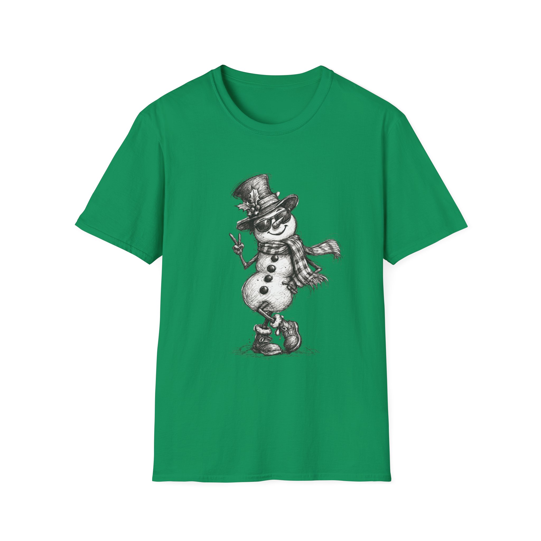 Snowman Sketch T-Shirt — Vintage Holiday Snowman Graphic Tee - Image 8