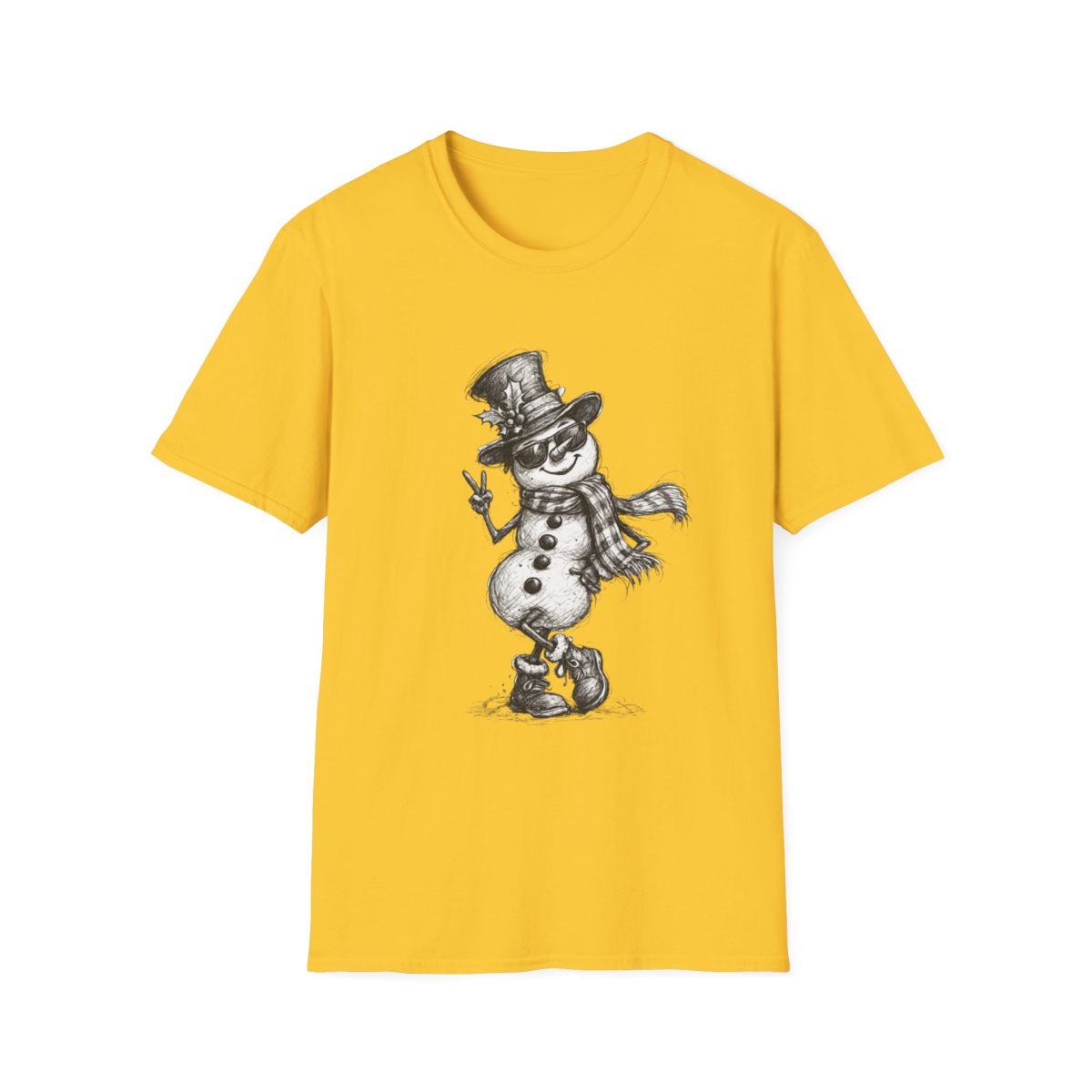 Snowman Sketch T-Shirt — Vintage Holiday Snowman Graphic Tee