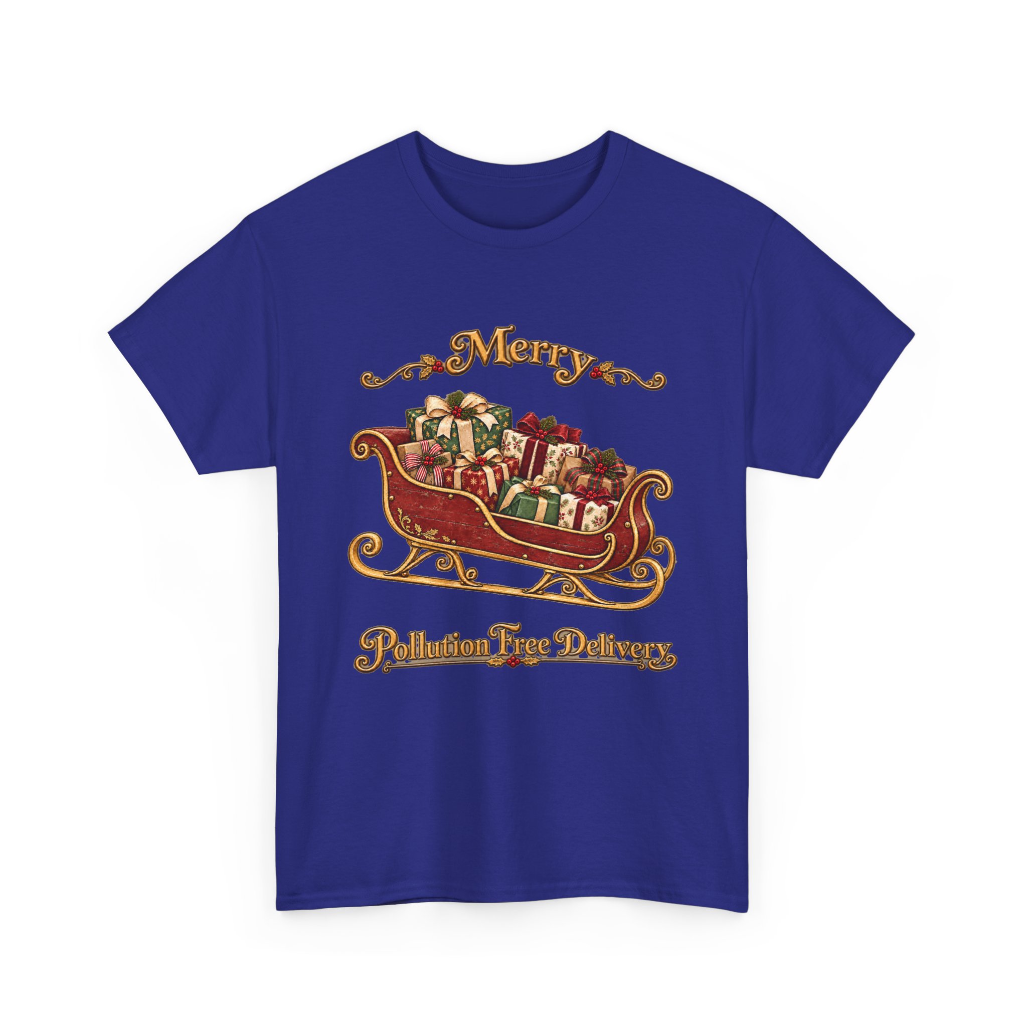 Christmas Sleigh Tee — "Merry Pollution Free Delivery" Holiday Graphic Shirt - Image 8