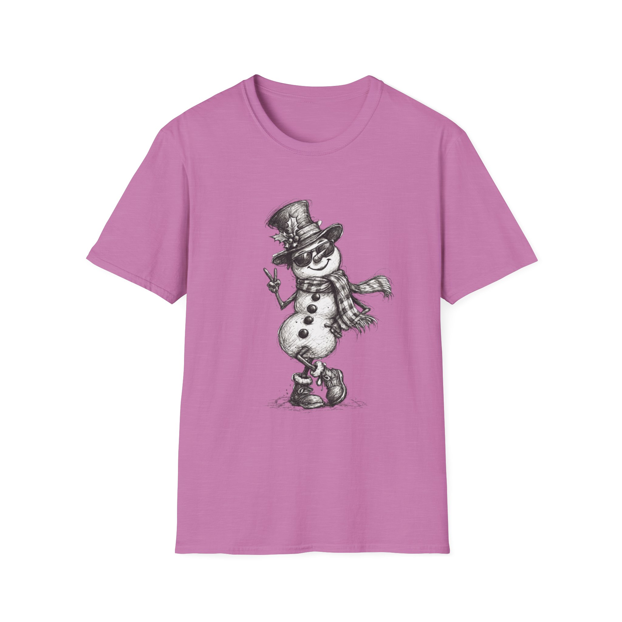 Snowman Sketch T-Shirt — Vintage Holiday Snowman Graphic Tee - Image 14