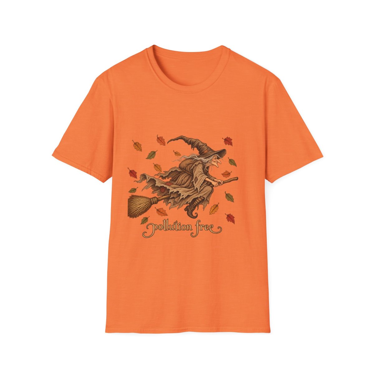 Autumn Witch Tee — "Pollution Free" Eco-Friendly Halloween T-Shirt