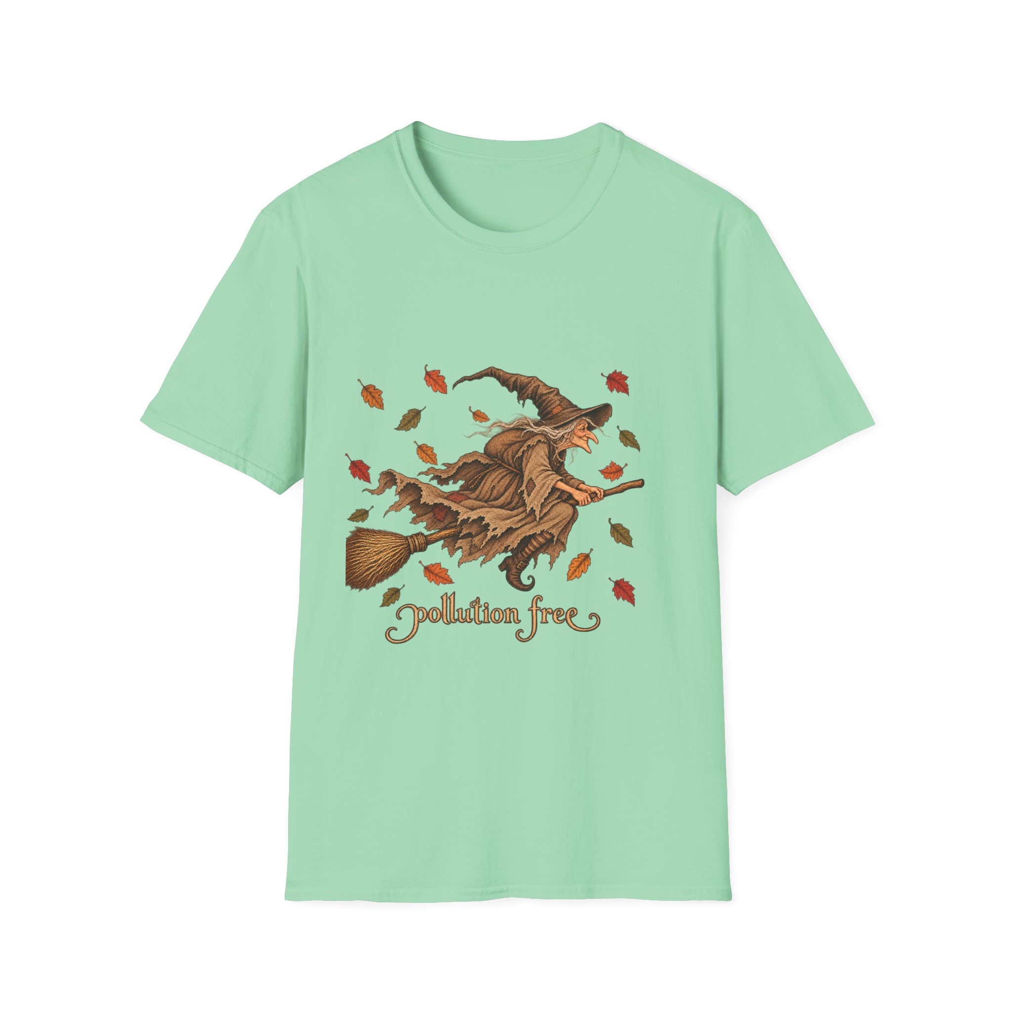 Autumn Witch Tee — "Pollution Free" Eco-Friendly Halloween T-Shirt - Image 10