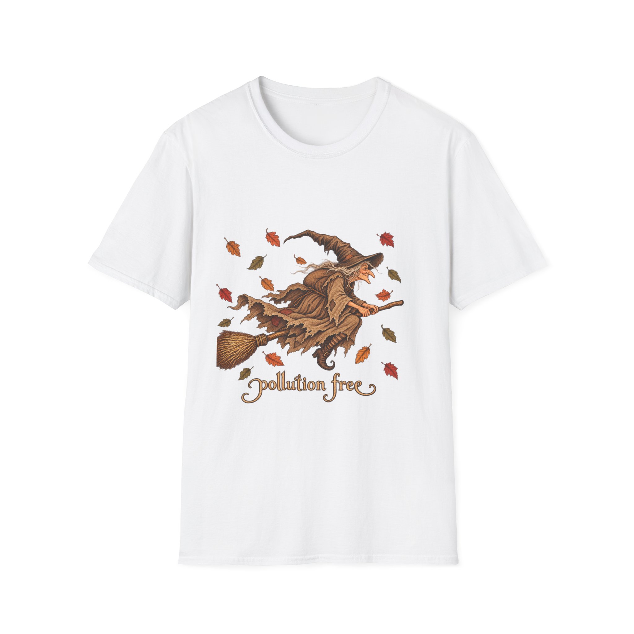 Autumn Witch Tee — "Pollution Free" Eco-Friendly Halloween T-Shirt - Image 2