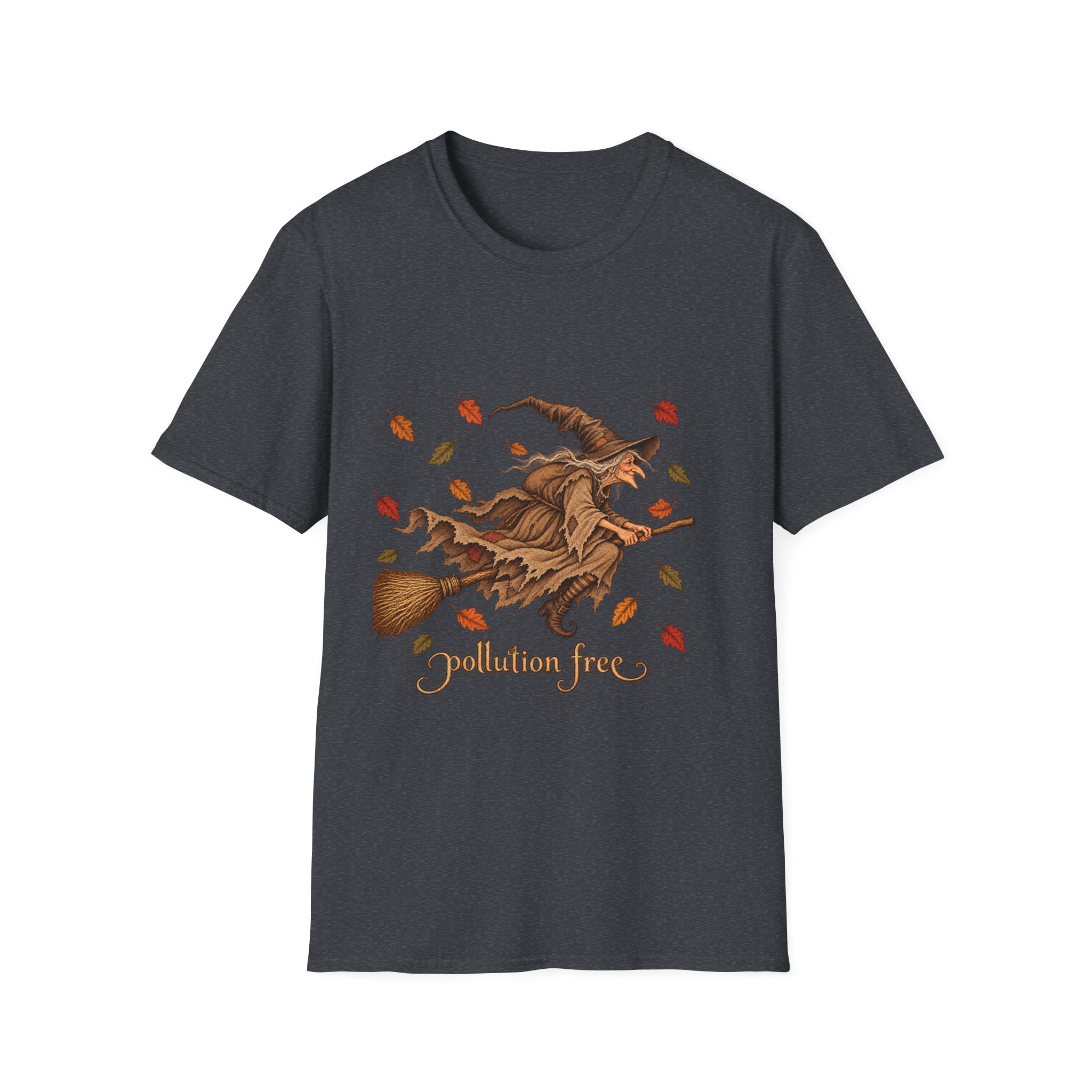 Autumn Witch Tee — "Pollution Free" Eco-Friendly Halloween T-Shirt - Image 12