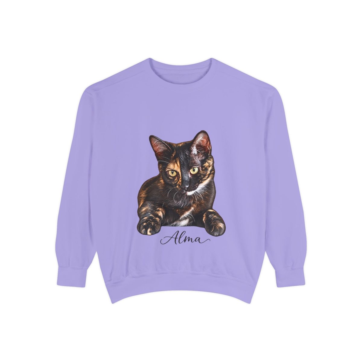 Cat Portrait Sweatshirt — Personalized "Alma" Graphic Crewneck