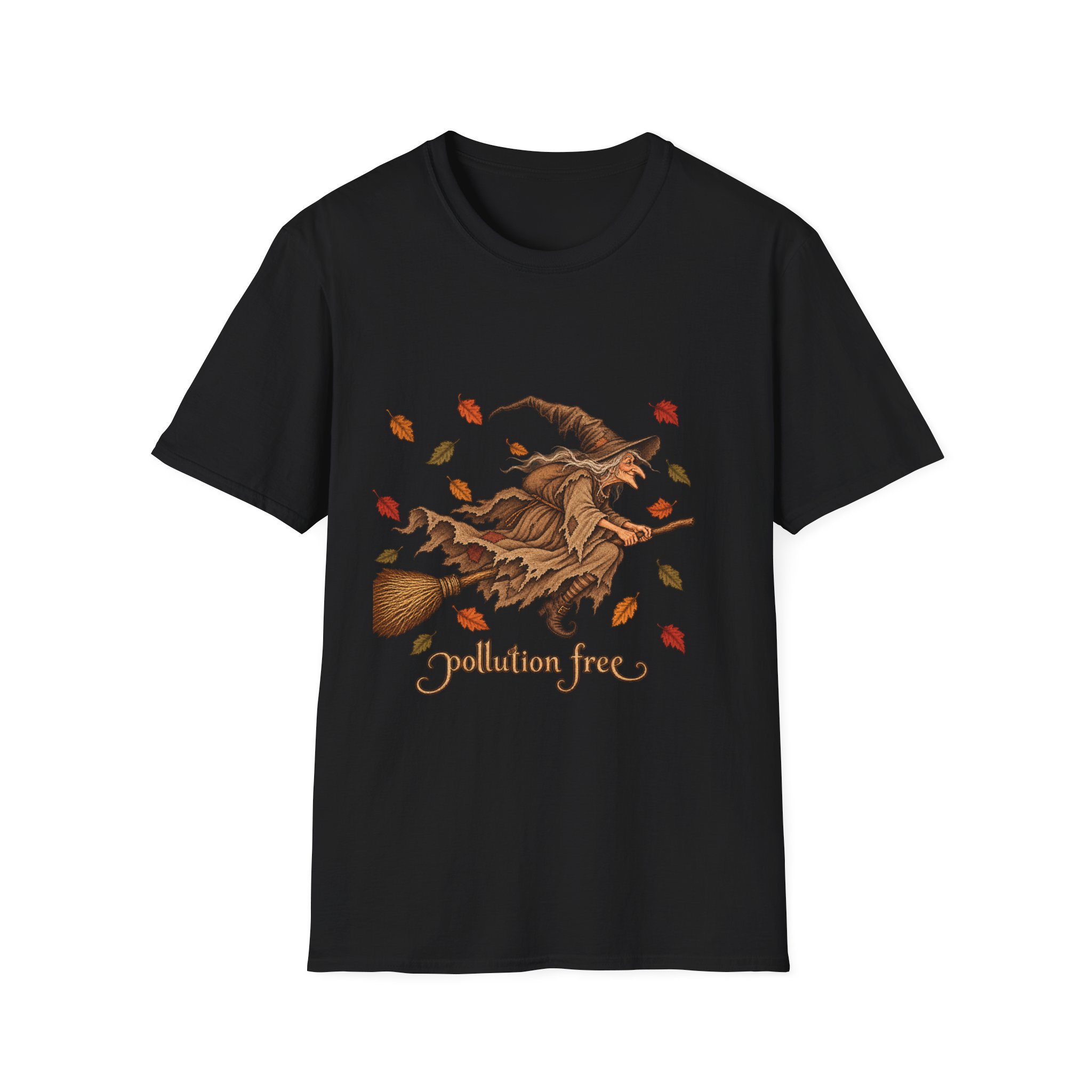 Autumn Witch Tee — "Pollution Free" Eco-Friendly Halloween T-Shirt - Image 3