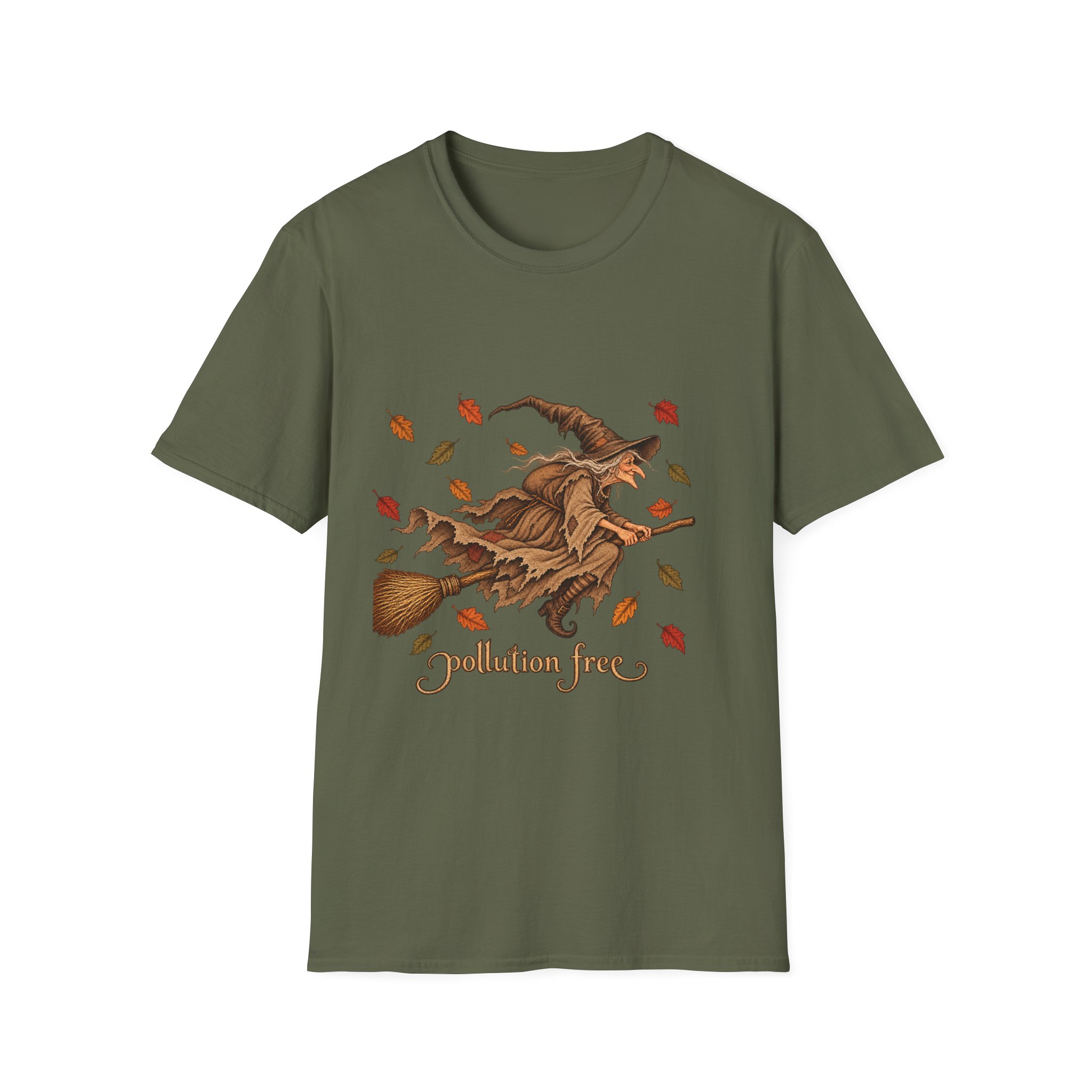 Autumn Witch Tee — "Pollution Free" Eco-Friendly Halloween T-Shirt - Image 8